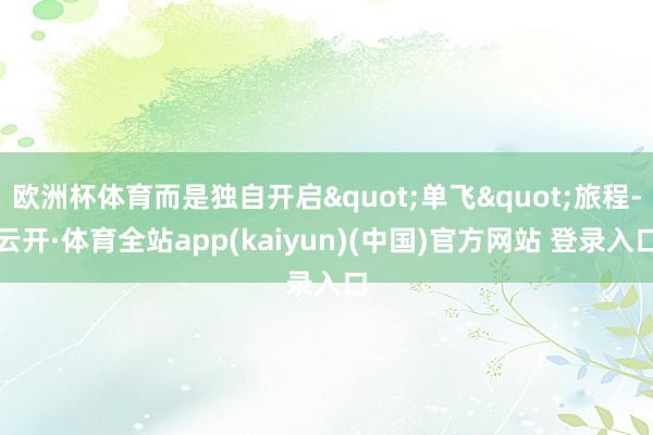欧洲杯体育而是独自开启"单飞"旅程-云开·体育全站app(kaiyun)(中国)官方网站 登录入口